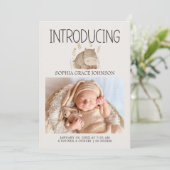 Invitation Annonce de naissance de bébé Animaux de la nurseri (Debout devant)