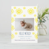Invitation Annonce de naissance de bébé au soleil bohème Hell (Debout devant)
