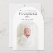 Invitation Annonce de naissance de bébé avec arche dorée simp (Dos)