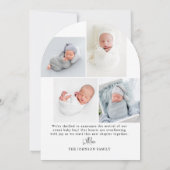 Invitation Annonce de naissance de bébé avec arche dorée simp (Dos)