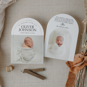 Invitation Annonce de naissance de bébé avec arche dorée simp