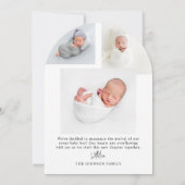 Invitation Annonce de naissance de bébé avec arche dorée simp (Dos)