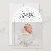 Invitation Annonce de naissance de bébé avec arche dorée simp (Devant)