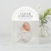 Invitation Annonce de naissance de bébé avec arche dorée simp (Debout devant)