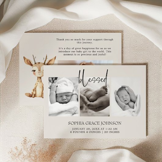 Invitation Annonce de naissance de bébé avec des animaux de n