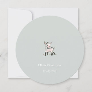 Invitation Annonce de naissance de bébé chèvre personnalisée.