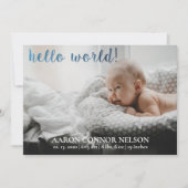 Invitation Annonce de naissance de bébé garçon Hello World! (Devant)