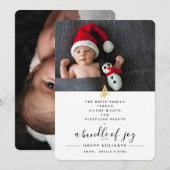 Invitation Annonce de naissance de bébé pour des nuits silenc (Devant / Derrière)