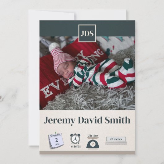 Invitation Annonce de naissance de bébé pour les vacances (Devant)