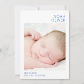 Invitation Annonce de naissance de garçon photo simple modern (Devant)