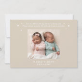 Invitation Annonce de naissance de jumeaux neutre (Dos)