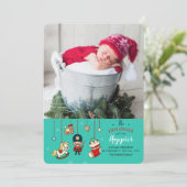 Invitation Annonce de naissance de Noël avec photo (Debout devant)