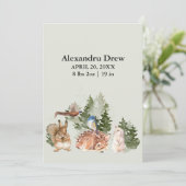 Invitation Annonce de naissance forêt aquarelle rustique (Debout devant)