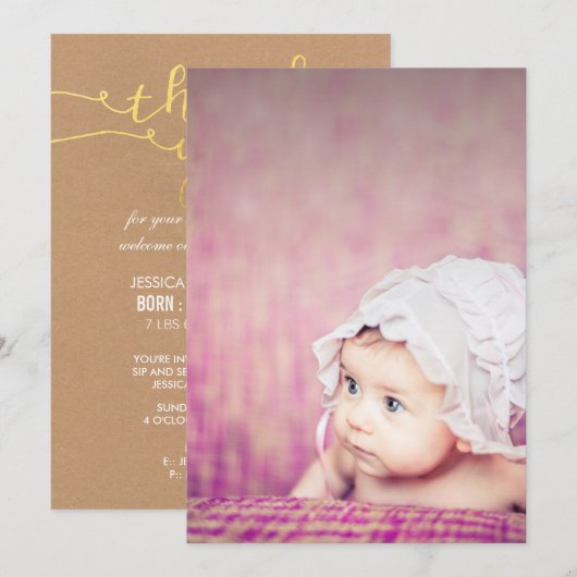 Invitation Annonce de naissance Merci Bébé Sip & See (Devant / Derrière)