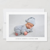 Invitation Annonce de naissance minimale (Dos)