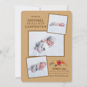 Invitation Annonce de naissance photo 3 Arrivée d'automne