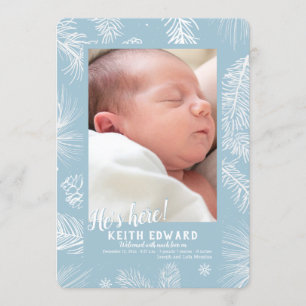 Invitation Annonce de naissance photo d'arrivée d'hiver