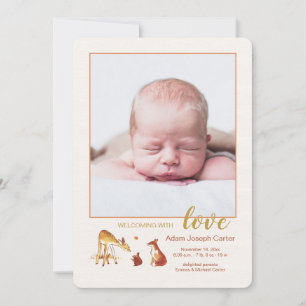 Invitation Annonce de naissance photo de Faon et ses amis