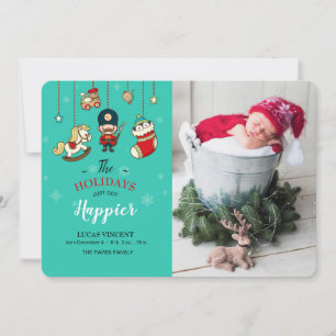 Invitation Annonce de naissance sur une photo de Noël