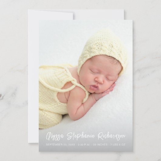 Invitation Annonce de naissance verticale pour bébé avec 4 ph (Devant)