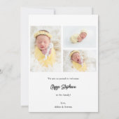Invitation Annonce de naissance verticale pour bébé avec 4 ph (Dos)