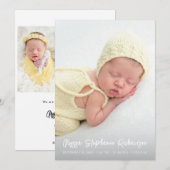 Invitation Annonce de naissance verticale pour bébé avec 4 ph (Devant / Derrière)