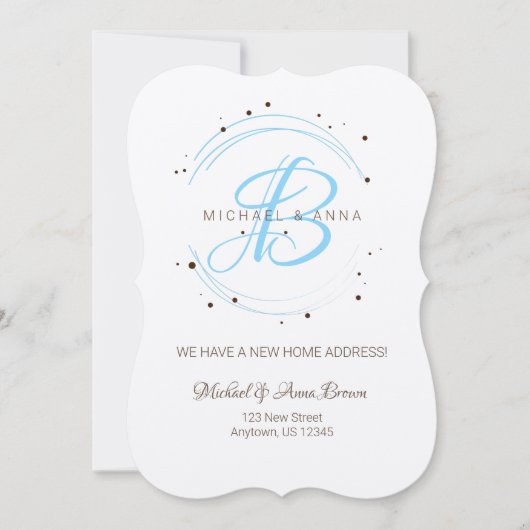 Invitation Annonce de Nouvelle Adresse Monogrammée (Devant)