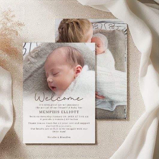 Invitation Annonce de photo de bébé hérisson mignon et doux