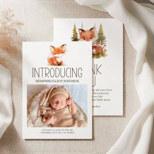 Invitation Annonce de photo de bébé Little Fox