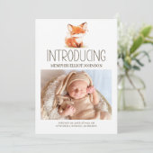 Invitation Annonce de photo de bébé Little Fox (Debout devant)