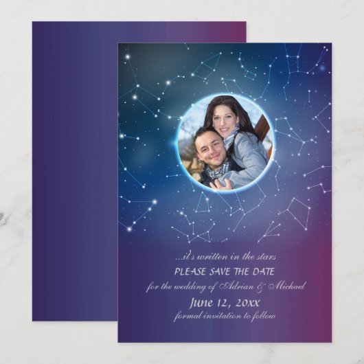 Invitation Annonce de photo de constellation (Devant / Derrière)