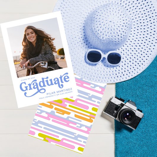 Invitation Annonce de photo de diplômé 2023 en typographie bl