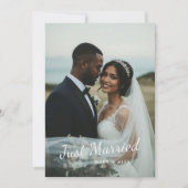 Invitation Annonce de photo de mariage moderne juste mariés (Devant)