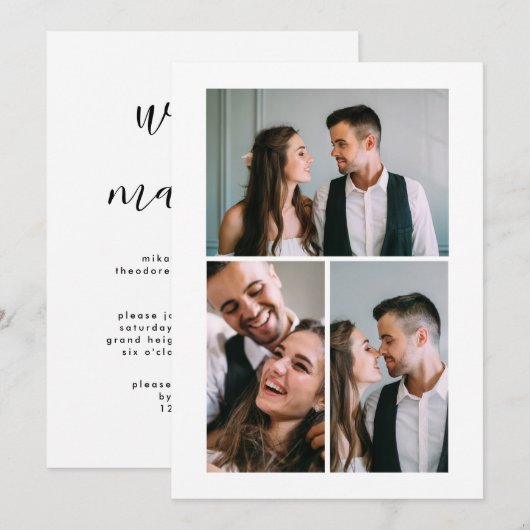 Invitation Annonce de photo de mariage trois (Devant / Derrière)