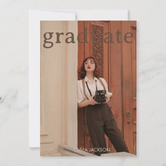 Invitation Annonce de photo de remise de diplôme en écriture (Devant)