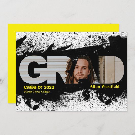 Invitation Annonce de photo de remise de diplômes Modern Funk (Devant / Derrière)