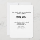 Invitation Annonce de photo de remise de diplômes personnalis (Dos)