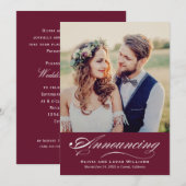 Invitation Annonce de réception de mariage photo calligraphié (Devant / Derrière)