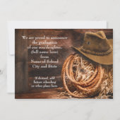 Invitation Annonce de remise de diplôme avec chapeau western  (Dos)