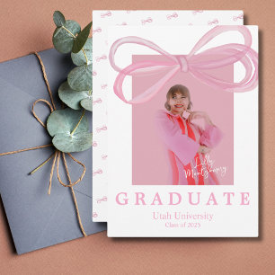 Invitation Annonce de remise de diplôme avec grand nœud Coque