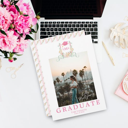 Invitation Annonce de remise de diplôme avec monogramme d'art