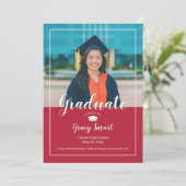 Invitation Annonce de remise de diplôme avec photo - Couleurs (Debout devant)