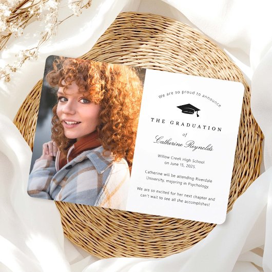 Invitation Annonce de remise de diplôme avec photo de diplômé