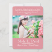 Invitation Annonce de remise de diplôme avec photo de l'Écrit (Devant)