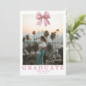 Invitation Annonce de remise de diplôme avec photo et noeud à (Debout devant)