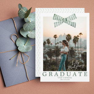 Invitation Annonce de remise de diplôme avec photo et nœud ve