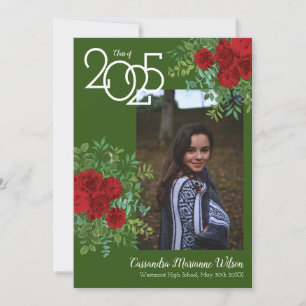 Invitation Annonce de remise de diplôme avec photo et rose ro
