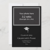 Invitation Annonce de remise de diplôme avec toque (argent) (Devant)