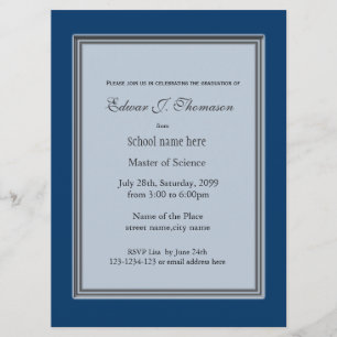 Invitation Annonce de remise de diplôme bleu pour grande réus