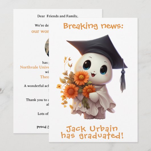 Invitation 🎓Annonce de remise de diplôme de Chibi Bloom (Devant / Derrière)